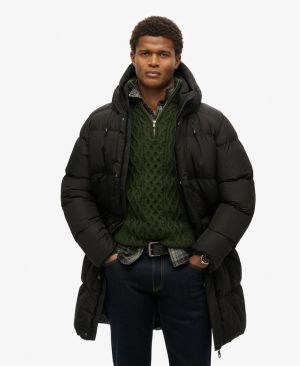 Superdry Miesten Toppatakki, Hooded Sports Puffer Mid Jkt Musta