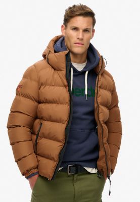 Superdry Miesten Untuvatakki, Hooded Sports Puffer Jacket Konjakinruskea