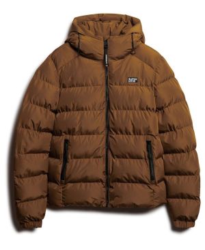 Superdry Miesten Untuvatakki, Hooded Sports Puffer Jacket Konjakinruskea