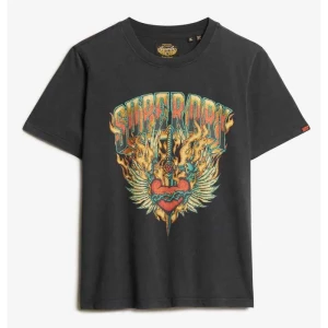 Superdry naisten t-paita, Biker Rock Graphic Relaxed Tee Musta