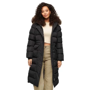 Superdry Naisten Talvitakki, Everest Faux Fur Longline Jkt Musta