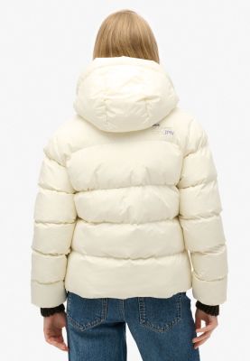 Superdry Naisten Toppatakki, Hooded Sports Puffer Jacket Luonnonvalkoinen