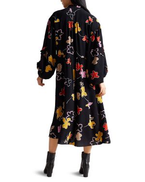 Ted Baker Naisten Mekko YVIEE MIDI OVERSIZE DRESS Musta Kuosi