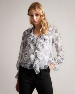 Ted Baker pusero, ANNIYE BLOUSE Mustavalkoinen