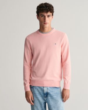 Gant Miesten Neulepusero, CLASSIC COTTON C-NECK Pinkki