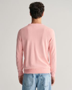 Gant Miesten Neulepusero, CLASSIC COTTON C-NECK Pinkki