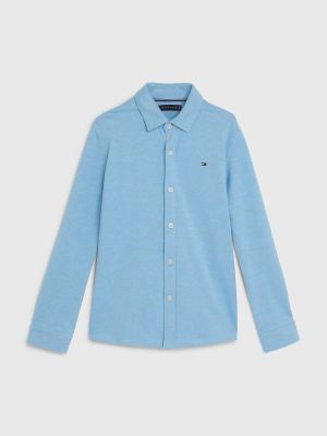 Tommy Hilfiger Childrenswear Lasten Paita, STRETCH PIQUE SHIRT Vaaleansininen