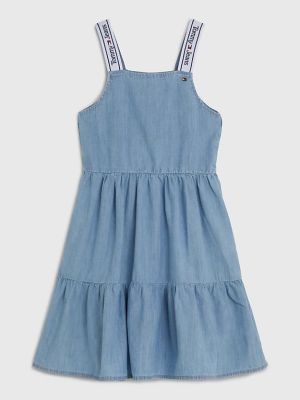 Tommy Hilfiger Childrenswear mekko, LYOCELL STRAP DENIM DRESS Vaaleansininen