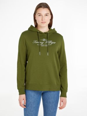 Tommy Hilfiger huppari, REGULAR HILFIGER SCRIPT HOODIE Armeijanvihreä