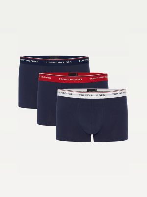 Tommy Hilfiger, Miesten Bokserit, 3-Pack Trunk Nos Color Waistband Tummansininen