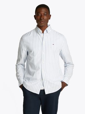 Tommy Hilfiger miesten kauluspaita, FLEX POPLIN BOLD STRIPE Raidallinen Sininen