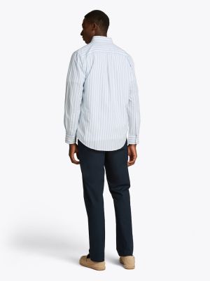 Tommy Hilfiger miesten kauluspaita, FLEX POPLIN BOLD STRIPE Raidallinen Sininen