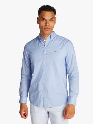 Tommy Hilfiger miesten kauluspaita, FLEX POPLIN MINI PRINT RFSHIRT Sininen Kuosi