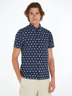 Tommy Hilfiger Miesten Kauluspaita, MINI PALM PRINT Sininen Kuosi