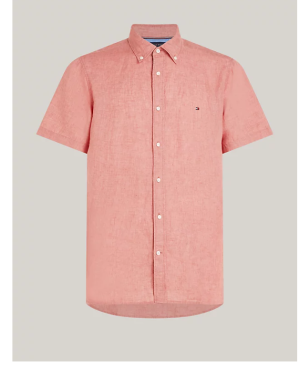 Tommy Hilfiger Miesten Kauluspaita, PIGMENT DYED LINEN RF SHIRT Punainen