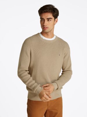 Tommy Hilfiger miesten neule, RACKING STRUCTURE C-NECK Beige