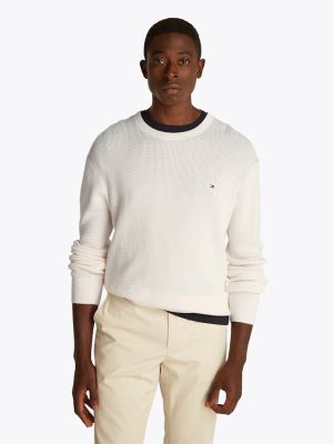 Tommy Hilfiger miesten neule, RACKING STRUCTURE C-NECK Valkoinen