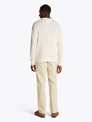 Tommy Hilfiger miesten neule, RACKING STRUCTURE C-NECK Valkoinen