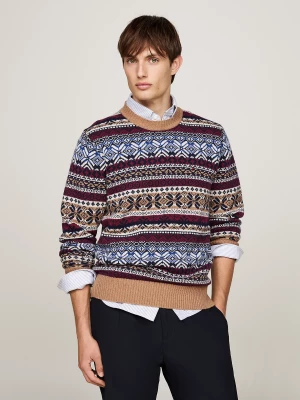 Tommy Hilfiger Miesten Neulepusero, FAIRISLE Ruskea Kuosi