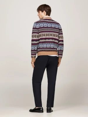 Tommy Hilfiger Miesten Neulepusero, FAIRISLE Ruskea Kuosi