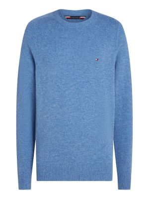 Tommy Hilfiger Miesten Neulepusero, LAMBSWOOL CREW NECK KONEPESTÄVÄ Vaaleansininen