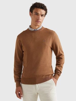 Tommy Hilfiger Miesten Neulepusero, PIMA ORG CTN CASHMERE CREW Beige