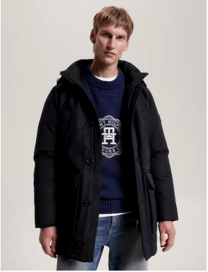 Tommy Hilfiger Miesten Parkatakki, ROCKIE NON FUR DOWN PARKA Musta