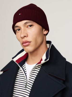 Tommy Hilfiger miesten pipo, TH FLAG PIMA COTTON BEANIE Viininpunainen