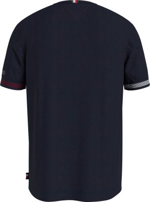 Tommy Hilfiger Miesten T-Paita, FLAG CUFF TEE Tummansininen