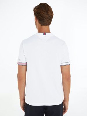 Tommy Hilfiger Miesten T-Paita, FLAG CUFF TEE Valkoinen