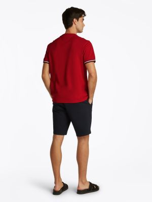 Tommy Hilfiger miesten t-paita,  GLOBAL STRIPE CUFF TEE Punainen