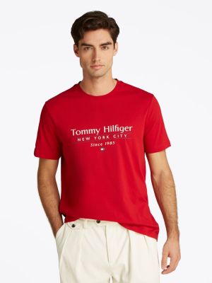 Tommy Hilfiger miesten t-paita, HILFIGER CENTER STACK LOGO TEE Punainen