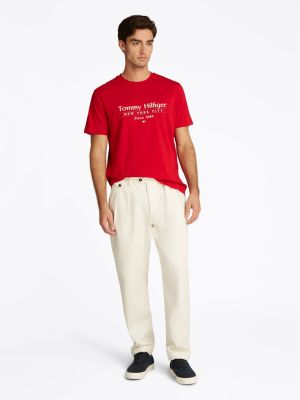 Tommy Hilfiger miesten t-paita, HILFIGER CENTER STACK LOGO TEE Punainen