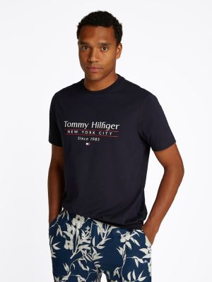 Tommy Hilfiger miesten t-paita, HILFIGER CENTER STACK LOGO TEE Tummansininen