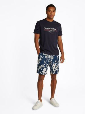 Tommy Hilfiger miesten t-paita, HILFIGER CENTER STACK LOGO TEE Tummansininen