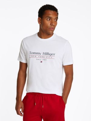 Tommy Hilfiger miesten t-paita, HILFIGER CENTER STACK LOGO TEE Valkoinen