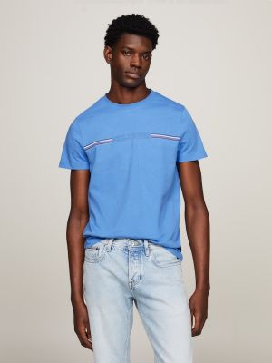 Tommy Hilfiger Miesten T-Paita, STRIPE CHEST TEE Keskisininen