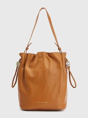 Tommy Hilfiger nahkalaukku, LUXE LEATHER BUCKET BAG Konjakinruskea