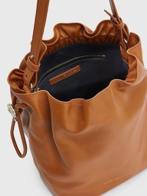 Tommy Hilfiger nahkalaukku, LUXE LEATHER BUCKET BAG Konjakinruskea