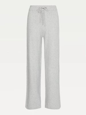 Tommy Hilfiger Naisten Collegehousut TH FLEX WIDE LEG PANT Vaaleanharmaa