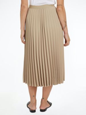 Tommy Hilfiger Naisten Hame, FLUID TWILL PLEATED MIDI SKIRT Vaalea Beige