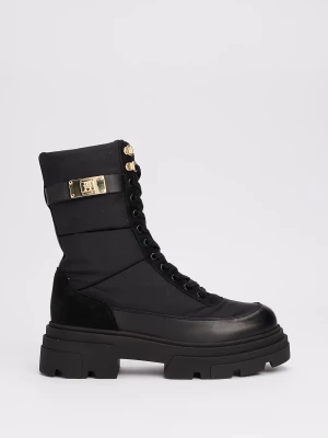 Tommy Hilfiger Naisten Kengät, BIKER LEATHER MIX LACE-UP Musta