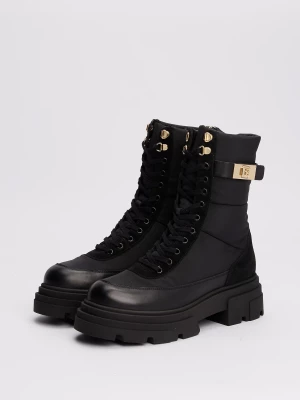 Tommy Hilfiger Naisten Kengät, BIKER LEATHER MIX LACE-UP Musta