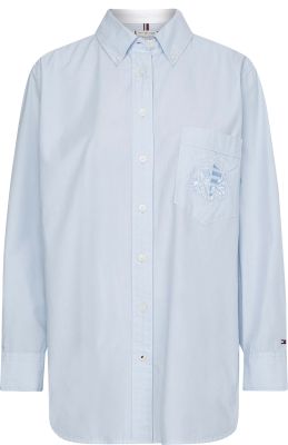 Tommy Hilfiger, Naisten paita, FIL A FIL RELAXED SHIRT LS Vaaleansininen