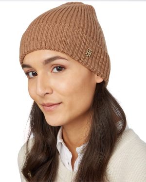 Tommy Hilfiger Naisten Pipo LUXE CASHMERE BEANIE Konjakinruskea