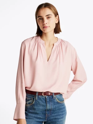 Tommy Hilfiger Naisten Pusero, SOFT VIS V NECK LS BLOUSE Vaaleanpunainen