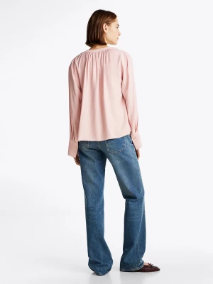 Tommy Hilfiger Naisten Pusero, SOFT VIS V NECK LS BLOUSE Vaaleanpunainen