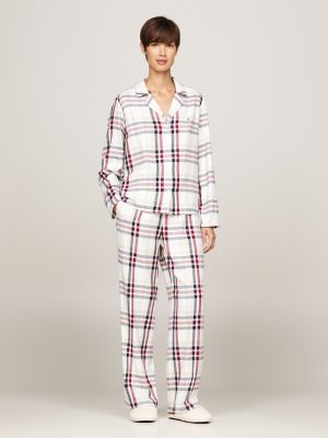 Tommy Hilfiger Naisten Pyjama, K-GIFT FLANNEL SET&SLIPPER Monivärinen Kuosi