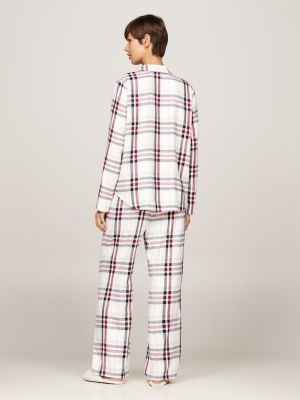 Tommy Hilfiger Naisten Pyjama, K-GIFT FLANNEL SET&SLIPPER Monivärinen Kuosi