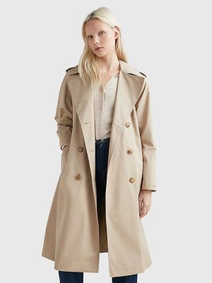 Tommy Hilfiger Naisten Trenssi, AD-COTTON BLEND TRENCH Vaalea Beige